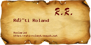 Réti Roland névjegykártya