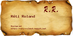 Réti Roland névjegykártya
